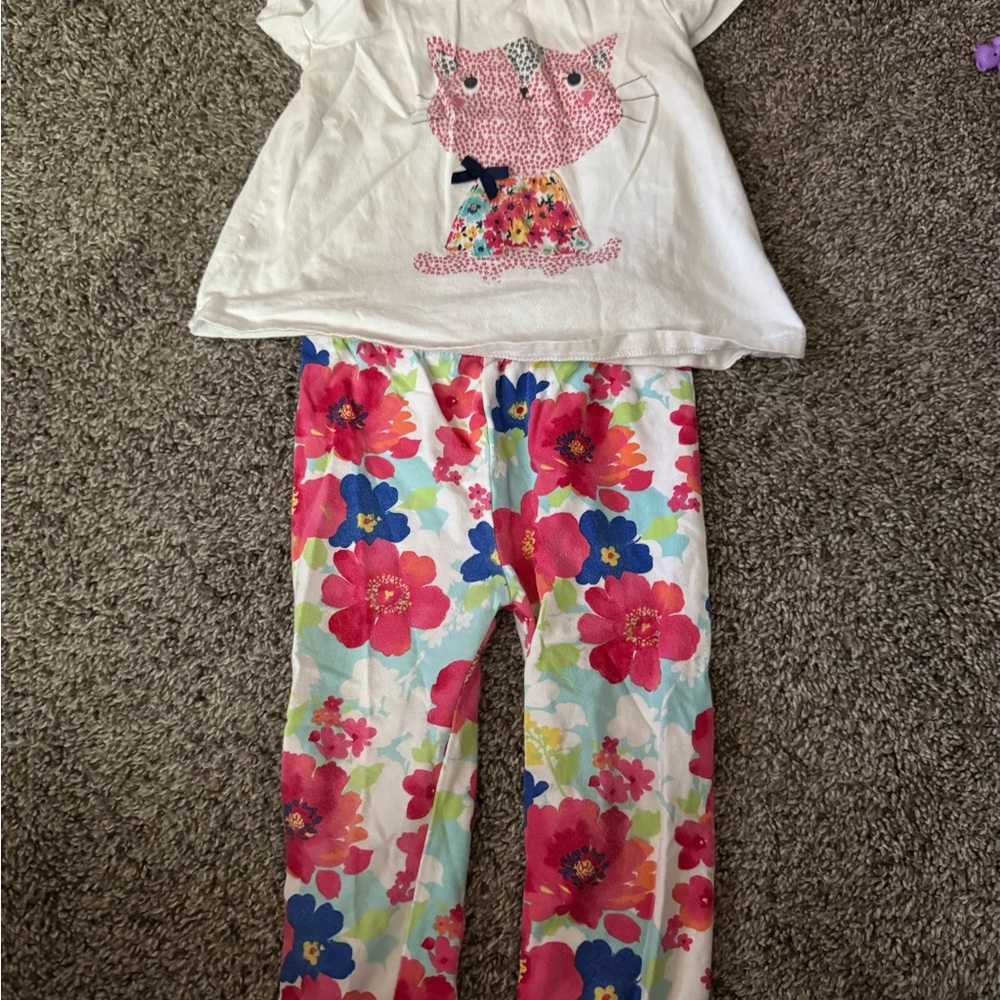 First Impressions Play Floral Cat Print Kids Play outfit